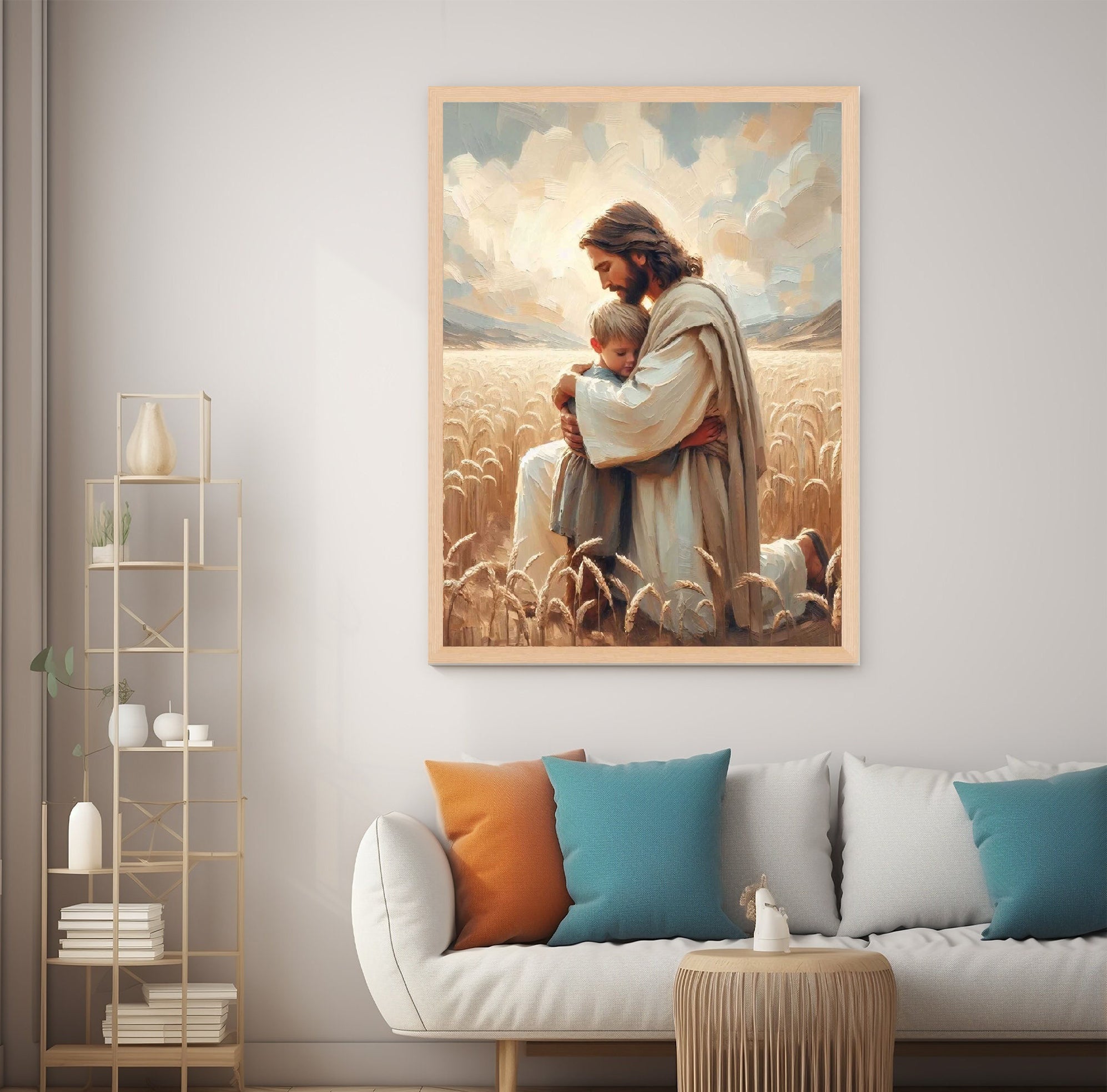 Loved By Jesus Poster, Jesus and Boy Poster, Christian Art for Kids, Jesus with Children Art, Bible Art Poster